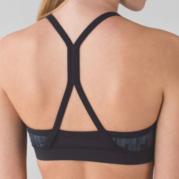 Lululemon All You Need Sports Bra Scratch Match Black Gray Crossover Back Size 4 - Picture 3 of 9